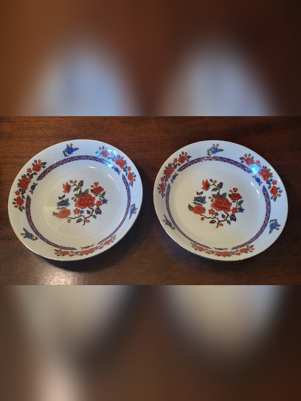 Set of 2 Vintage Crown Ming Fine China Bowls - Old Imari (Jian Shiang) 7.5”